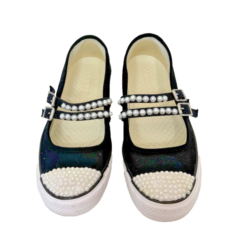 CONVERSE Custom Pearl Chuck Taylor All Star Mary Jane Black Canvas Sneakers 8.5